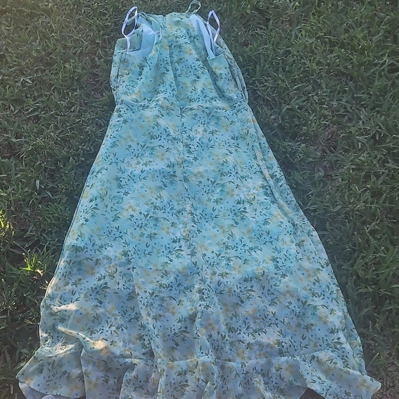Kensie mint green yellow floral racerback sleeveless ruffled dress 8 - Picture 12 of 14